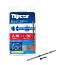 Load image into Gallery viewer, Tapcon 3/16 in. D X 1-1/4 in. L Steel Hex Head Concrete Screw Anchor 75 pk