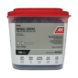 Ace No. 6 wire X 1-1/4 in. L Phillips Drywall Screws 5 lb 1417 pk