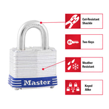 Load image into Gallery viewer, Master Lock 1-5/16 in. H X 1-5/8 in. W X 1-1/2 in. L Steel Double Locking Padlock Keyed Alike