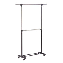 Load image into Gallery viewer, Honey-Can-Do 73 in. H X 60 in. W X 17 in. L Chrome Double Bar Garment Rack