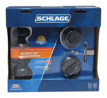 Load image into Gallery viewer, Schlage Georgian Aged Bronze Knob and Single Cylinder Deadbolt 1-3/4 in.