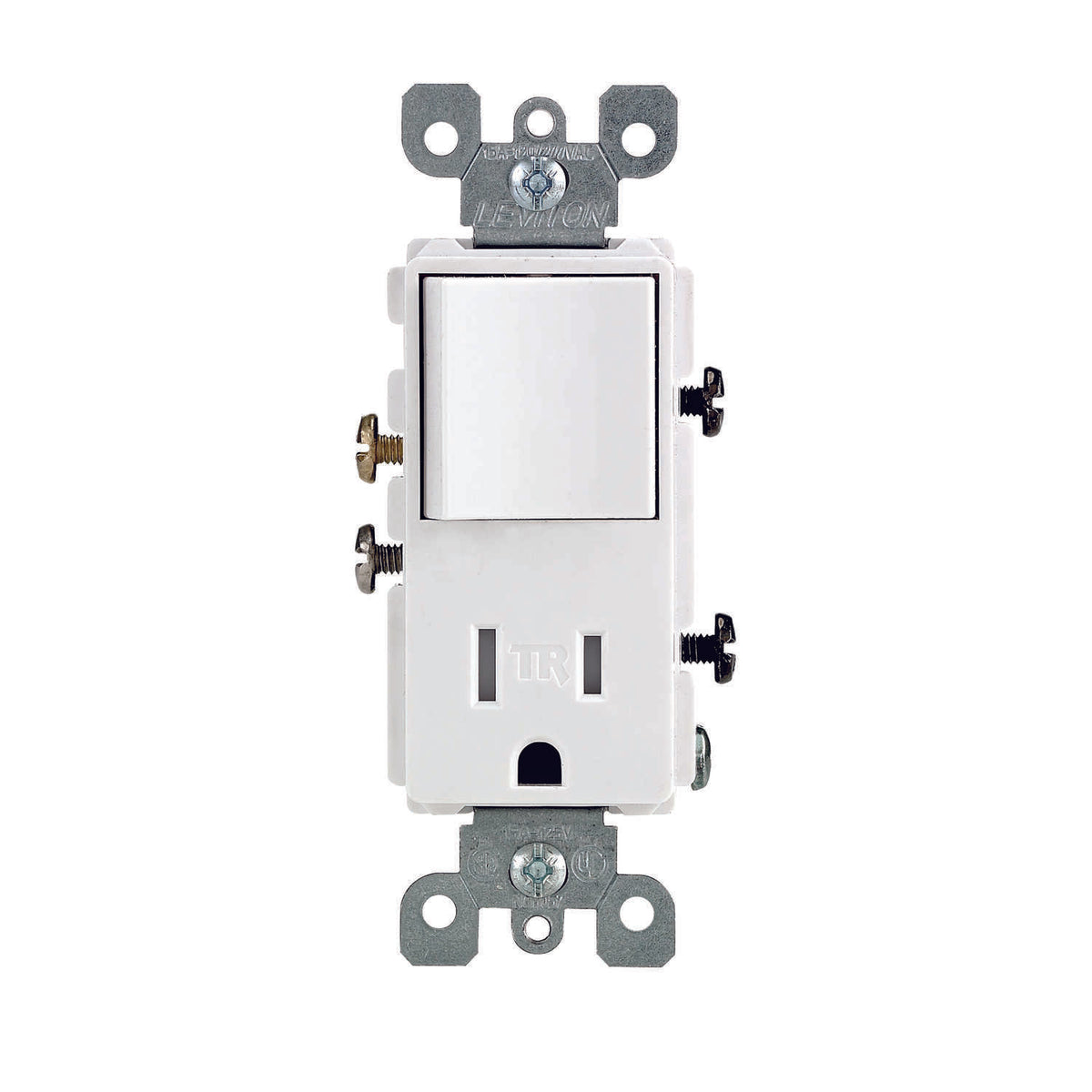 Leviton Decora 15 amps 125 V White Combination Switch/Outlet 5-15 R 1 ...