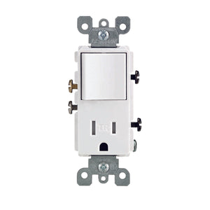 Leviton Decora 15 amps 125 V White Combination Switch/Outlet 5-15 R 1 pk