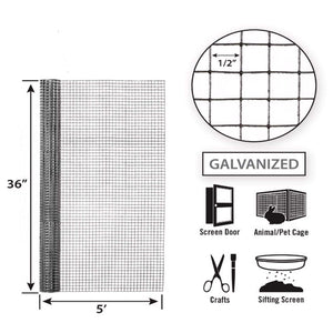 Garden Craft 36 in. H X 5 ft. L Galvanized Steel Hardware Cloth 1/2 in.