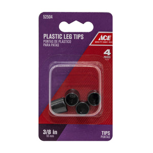 Ace Plastic Leg Tip Black Round 3/8 in. W 4 pk