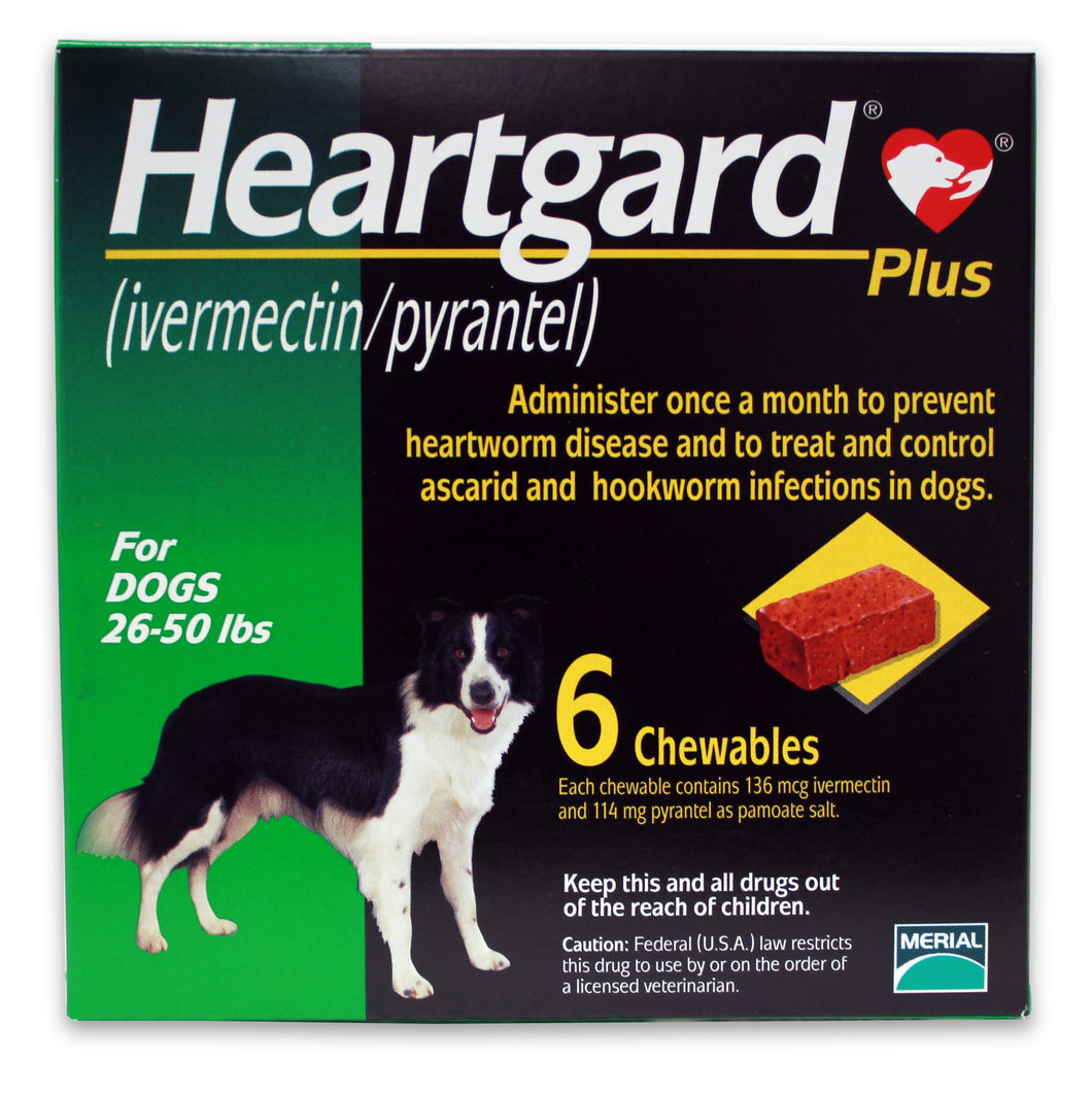 HEARTGARD PLUS CHEWABLE FOR DOGS 26- 50lbs (MEDIUM) per tablet