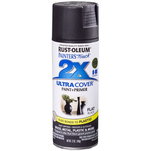 Rust-Oleum Painter's Touch 2X Ultra Cover Flat Black Paint + Primer Spray Paint 12 oz