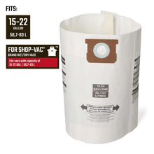 Load image into Gallery viewer, Craftsman 2 in. L X 10 in. W Wet/Dry Vac Filter Bag 15-22 gal 3 pc