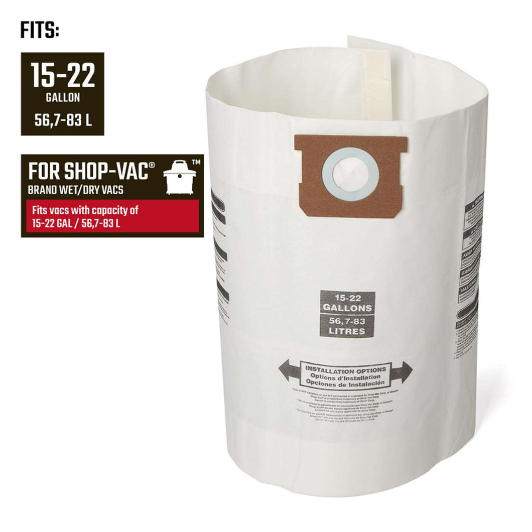 Craftsman 2 in. L X 10 in. W Wet/Dry Vac Filter Bag 15-22 gal 3 pc