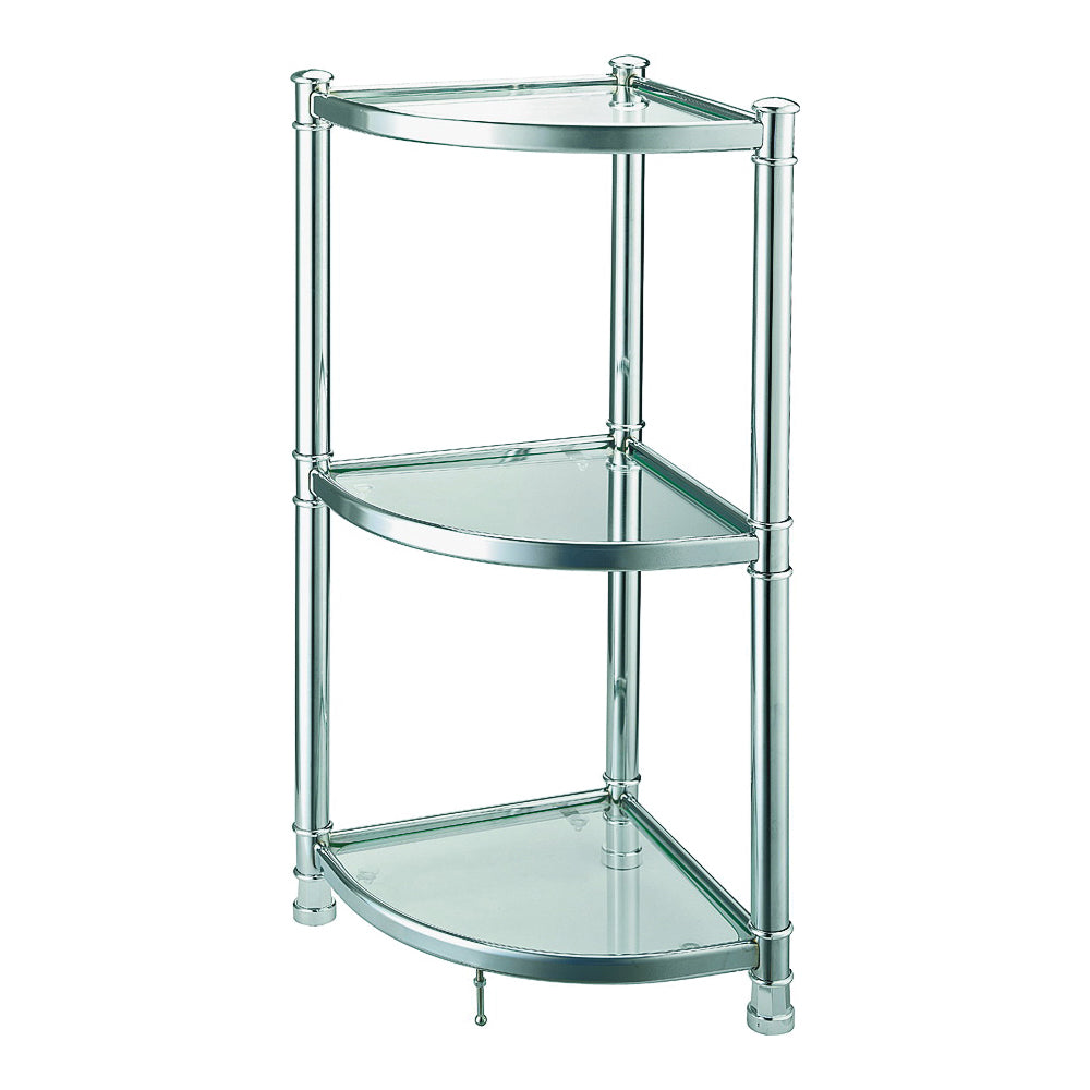 3TIER GLASS CORNER SHELF CHRM