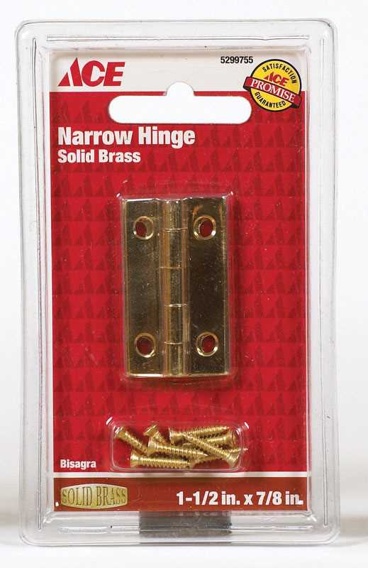 Ace 7/8 in. W x 1-1/2 in. L Polished Brass Steel Narrow Hinge 2 pk