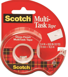Scotch 25 Multi-Task Tape, 650 in L, 3/4 in W, Plastic Backing