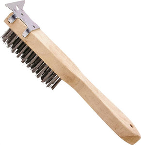 ProSource Heavy Duty Wire Brush With Heavy Duty Scraper, Steel Trim, Hardwood Handle