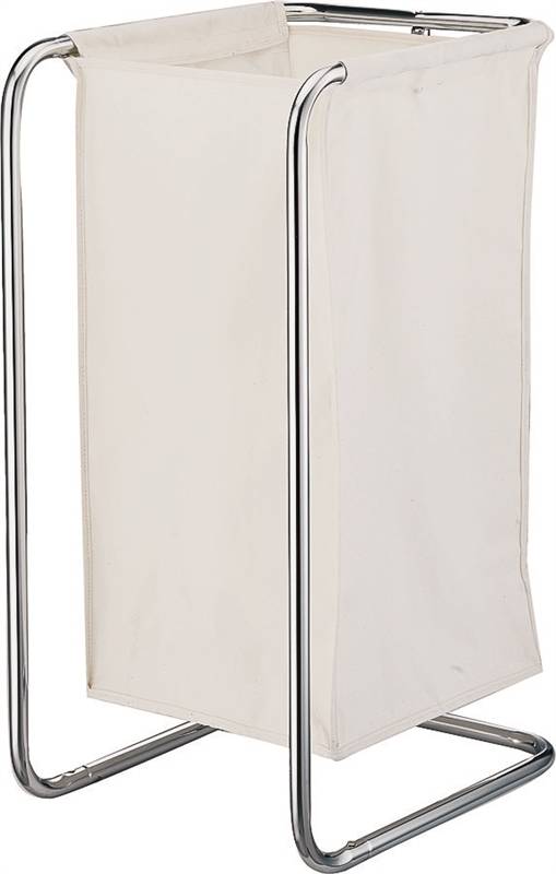 HousewaresBasix Laundry Sorter With Bag, Resin, Chrome, White, 28-1/2 X 14-1/2 X 16-1/2 In