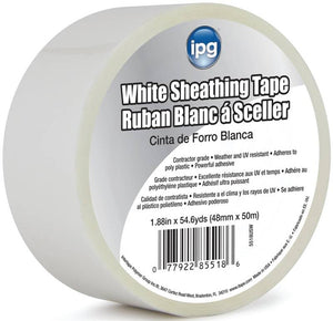 IPG 5518USW Contractor-Grade Sheathing Tape, 50 m L, 48 mm W, Acrylic Adhesive, White