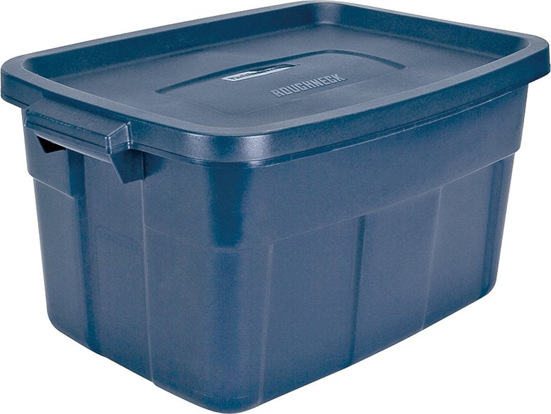 Rubbermaid Roughneck RMRT140008 Nestable Storage Box, 14 gal Capacity, Polyethylene, Dark Indigo