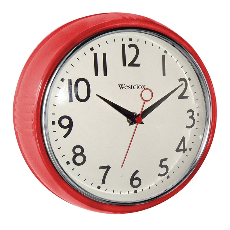 Westclox Classic 1950 Series 32042R Wall Clock, Round, Analog, Red Frame