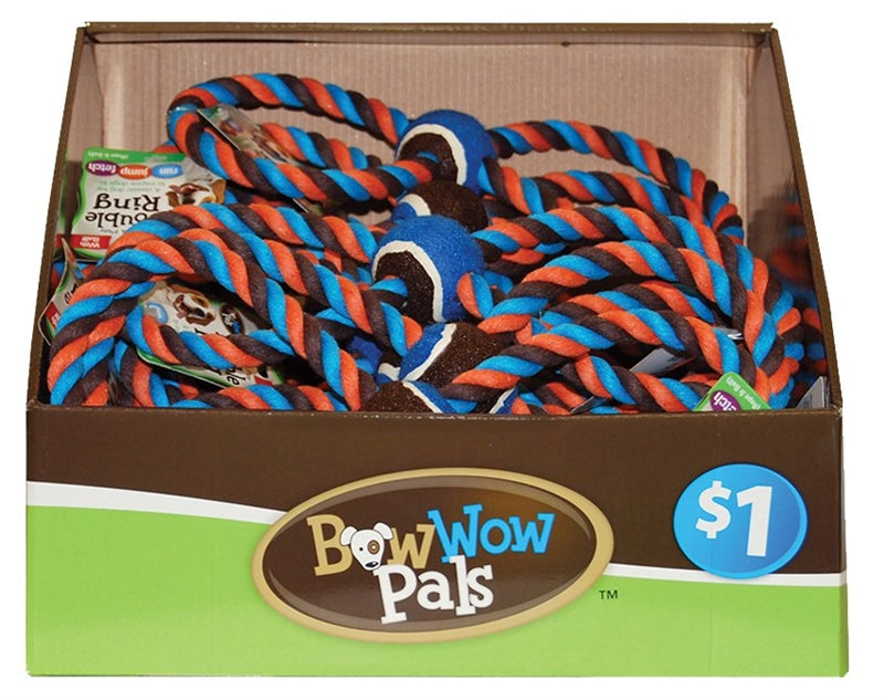Bow Wow Pals 8829 Double Ring Dog Toy, Tug and Play Toy, Assorted