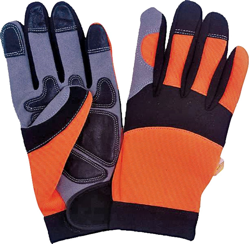 Diamondback Work Gloves, Medium, Microfiber, Spandex, Safety Orange