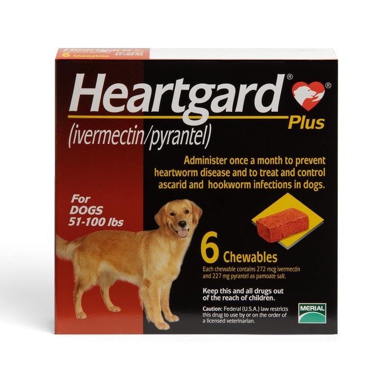 HEARTGARD PLUS CHEWABLE FOR DOGS 51-100 lbs  (LARGE) per tab