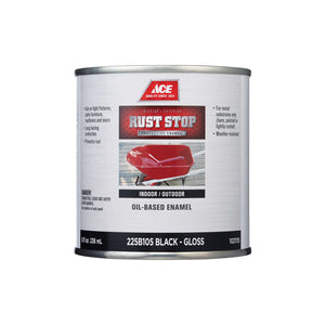 Ace Rust Stop Indoor / Outdoor Gloss Black Oil-Based Enamel Rust Preventative Paint 1/2 pt