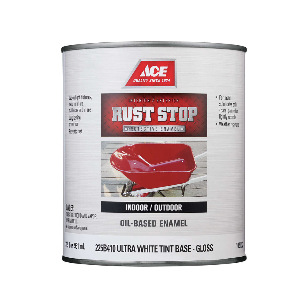 Ace Rust Stop Indoor/Outdoor Gloss Tintable Base Oil-Based Enamel Rust Prevention Paint 1 qt