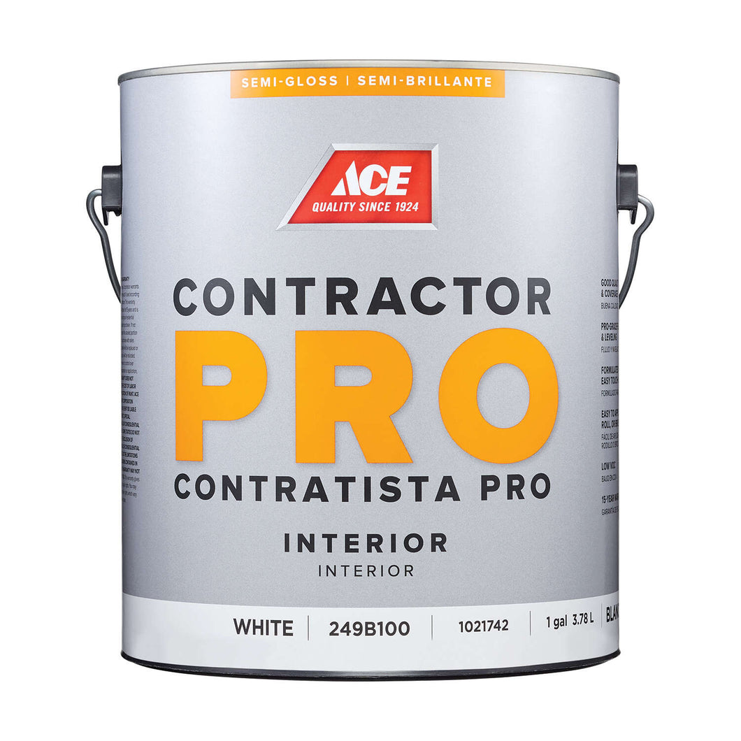 Ace Contractor Pro Semi-Gloss White Water-Based Paint Interior 1 gal