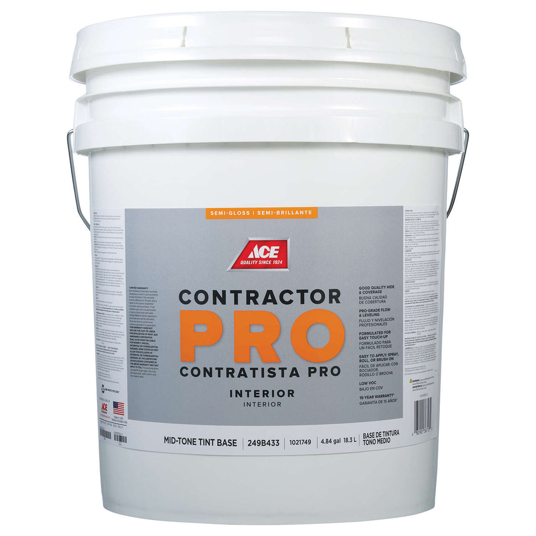Ace Contractor Pro Semi-Gloss Tint Base Mid-Tone Base Paint Interior 5 gal
