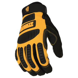 DeWALT Large Mechanic Gloves, Men's, Reinforced Thumb, Hook-and-Loop Cuff, Synthetic Leather, Yellow