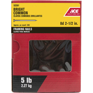 Ace 8D 2-1/2 in. L Common Bright Steel Nail Smooth Shank 5 lb.