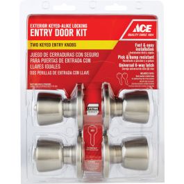 Ace Tulip Antique Brass Double Entry Door Kit 3 1-3/4 in 2pk.