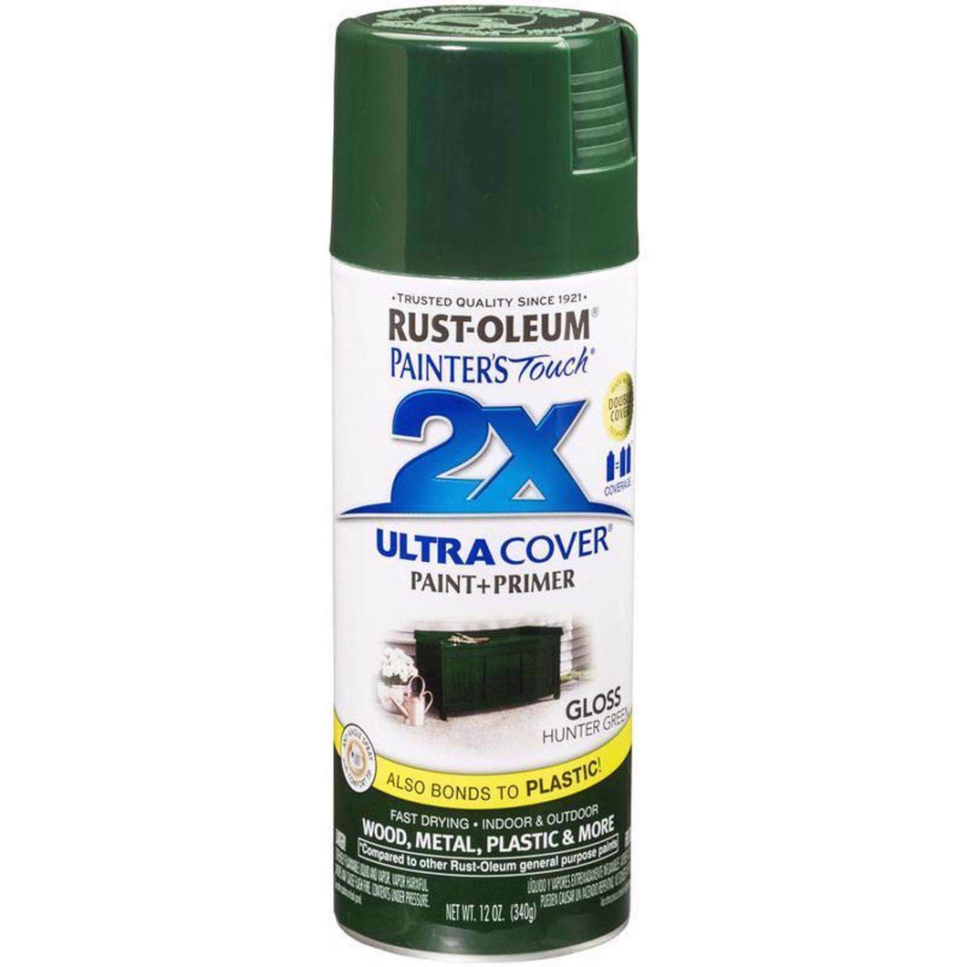 Rust-Oleum Painter's Touch 2X Ultra Cover Gloss Hunter Green Paint+Primer Spray Paint 12 oz