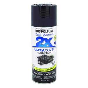 Rust-Oleum Painter's Touch 2X Ultra Cover Gloss Black Paint+Primer Spray Paint 12 oz