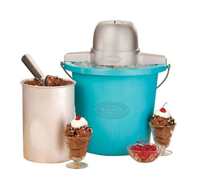 Nostalgia Blue 4 qt. Ice Cream Maker 16.25 in. H x 13 in. W x