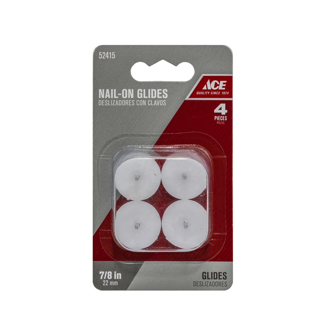 Ace White 7/8 in. Nail-On Nylon/Plastic Chair Glide 4 pk