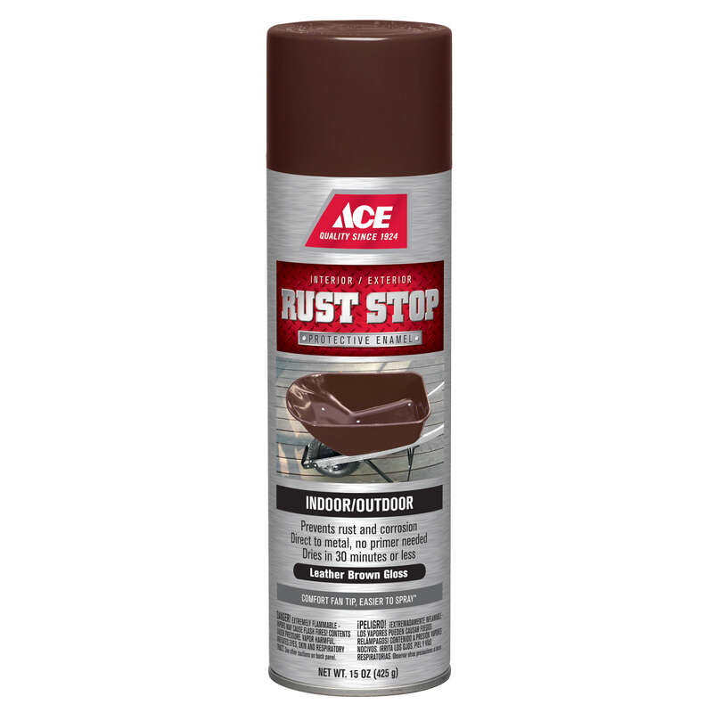 Ace Rust Stop Gloss Leather Brown Spray Paint 15 oz