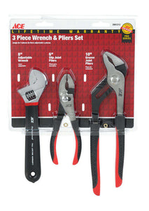 Ace 3 pc Nickel Chrome Steel Plier and Wrench Set 6/8/10 in. L