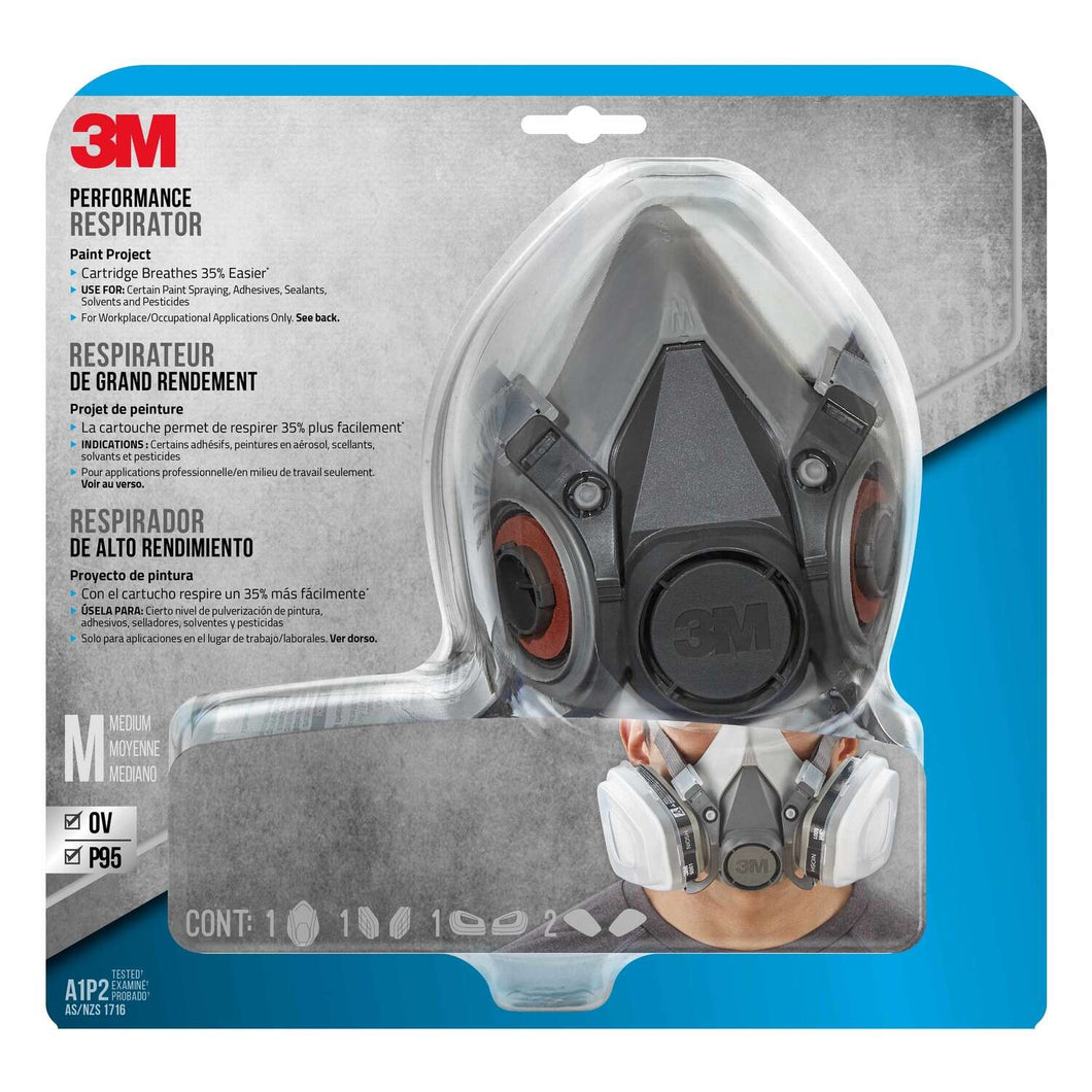 3M P95 Paint Project Half Face Respirator Valved Gray M 1 pc