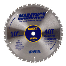 Load image into Gallery viewer, Irwin Marathon 10 in. D X 5/8 in. Carbide Miter and Table Saw Blade 40 teeth 1 pk