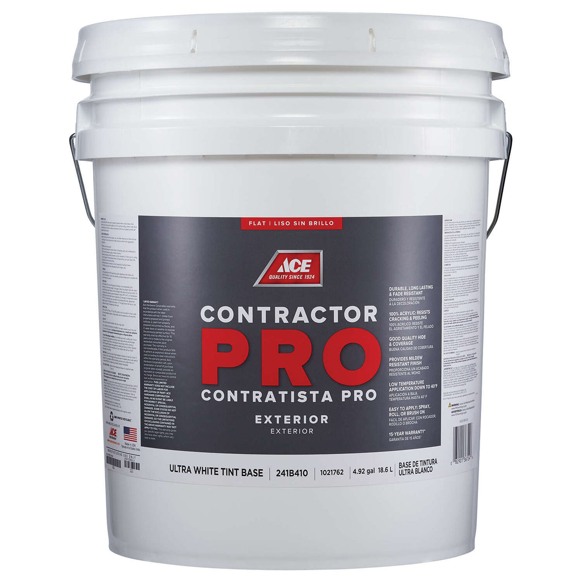 Ace Contractor Pro Flat Tint Base Ultra White Base Paint Exterior 5 ga ...