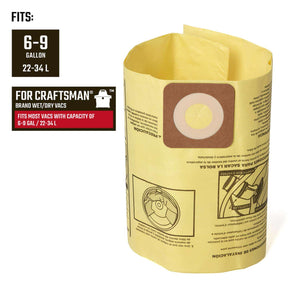 Craftsman 2 in. L X 10 in. W Wet/Dry Vac Filter Bag 2 pc