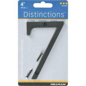 Hillman Distinctions 4 in. Bronze Zinc Die-Cast Screw-On Number 7 1 pc