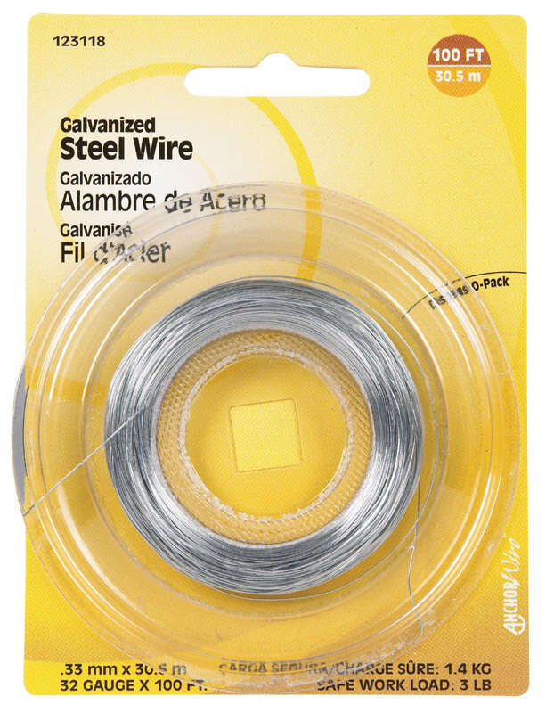 Hillman 100 ft. L Galvanized Steel 32 Ga. Wire Hillman 100 ft. L Galvanized Steel 32 Ga. Wire