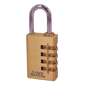 Ace 1-7/16 in. H X 7/8 in. W X 7/8 in. L Brass 4-Dial Combination Padlock