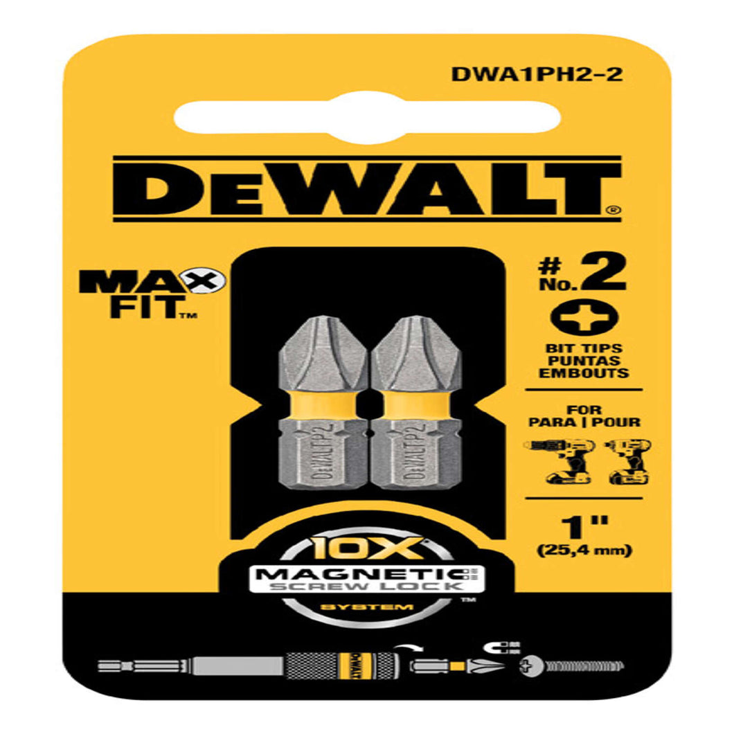 DeWalt Max Fit Phillips #2 X 1 in. L Insert Bit S2 Tool Steel 2 pc