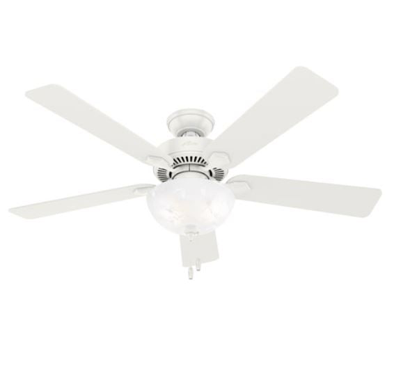 Swanson 52 inch Fresh White with Fresh White/Natural Wood Blades Ceiling Fan