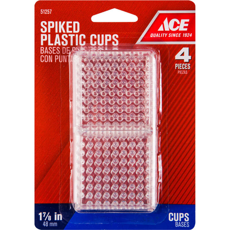 Ace Plastic Spiked Caster Cup Clear Square 1-7/8 in. W X 1-7/8 in. L 1 pk