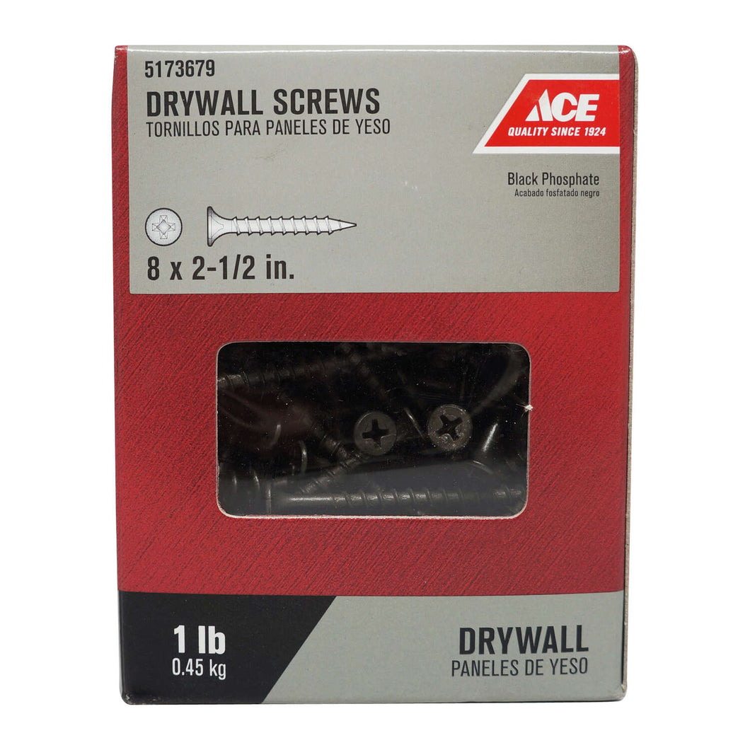Ace No. 8 wire X 2-1/2 in. L Phillips Drywall Screws 1 lb 114 pk