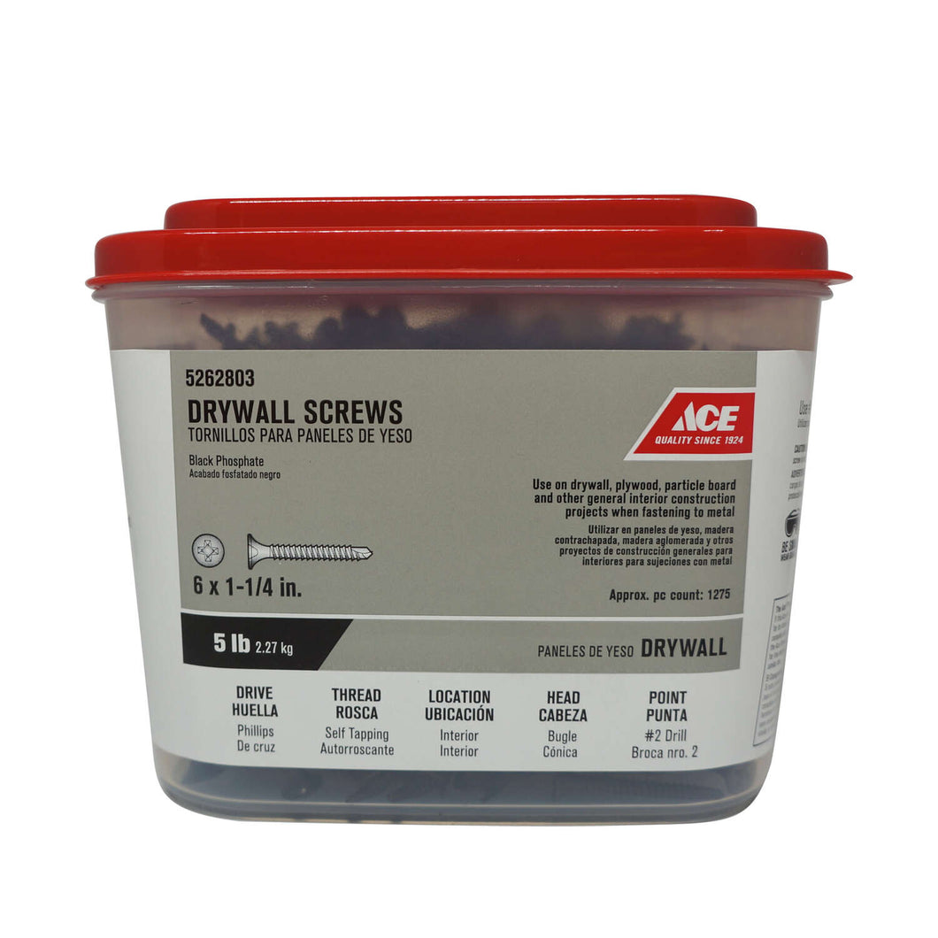 Ace No. 6 wire X 1-1/4 in. L Phillips Drywall Screws 5 lb 1226 pk