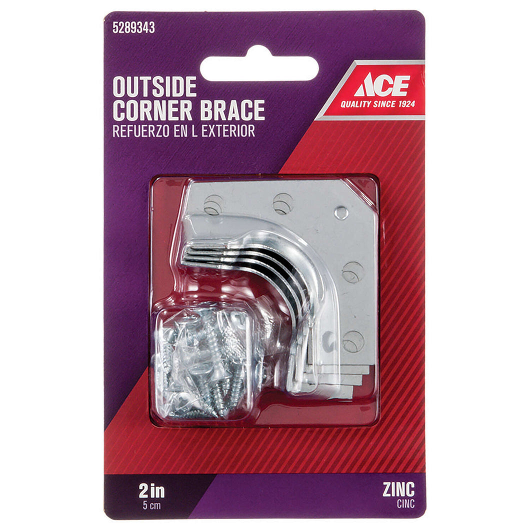 Ace 2 in. H X 3.5 in. W X 2 in. D Zinc Outside Corner Brace